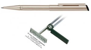 Heri Diagonal Pearl Nickel, kuličkové pero s razítkem V3004